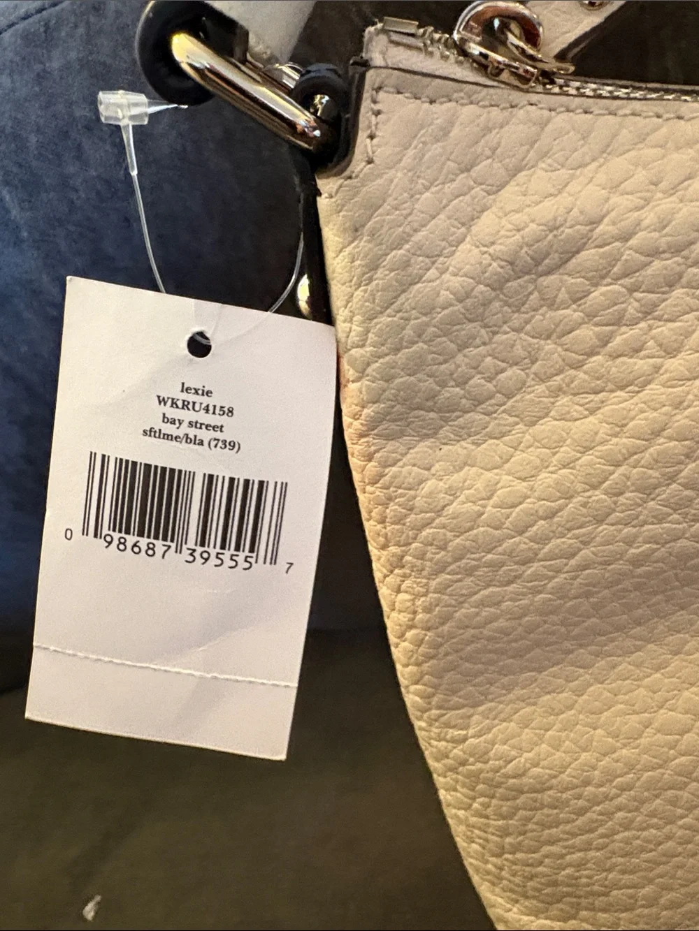 kate spade Two-Tone Cream and Black Pebbled Leather Shoulder Bag